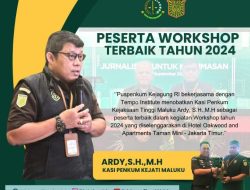 Kasi Penkum Kejati Maluku Raih Peserta Workshop Terbaik Tahun 2024