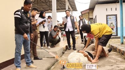 Polsek Bangko Gelar Rekonstruksi Kasus Pembunuhan di Parit Atmo Bagansiapiapi