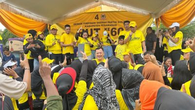 Meriahkan HUT ke-60, DPD Golkar Pesawaran Gelar Senam Sehat Bersama Warga