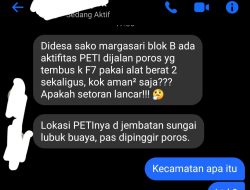 Aliran Sungai Tercemar, Warga Laporkan Aktifitas PETI Gunakan Alat Berat di Sako Margasari.